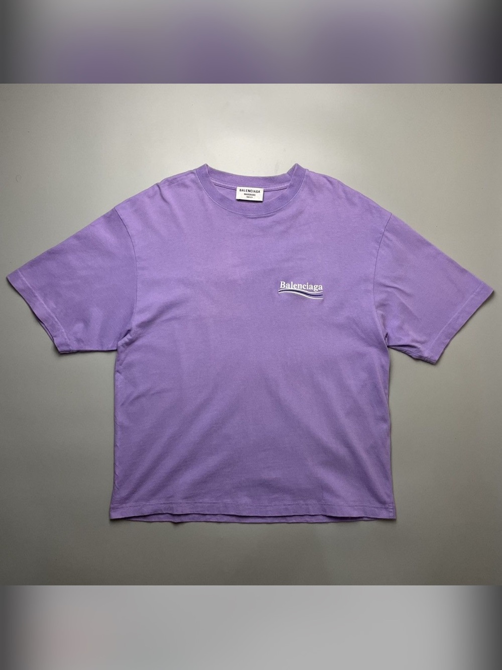 Balenciaga purple campaign logo t-shirt